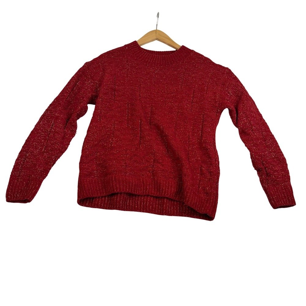 Weatherproof Vintage Red Metallic Tinsel Knit Sweater Mens Med Holiday Sparkly